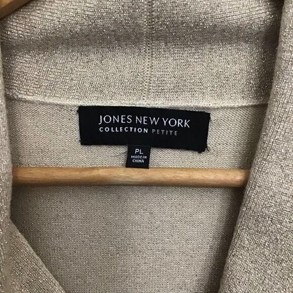 JONES NewY collection Petite top bow tie detailed knit sweater beige gold large - Picture 2 of 11